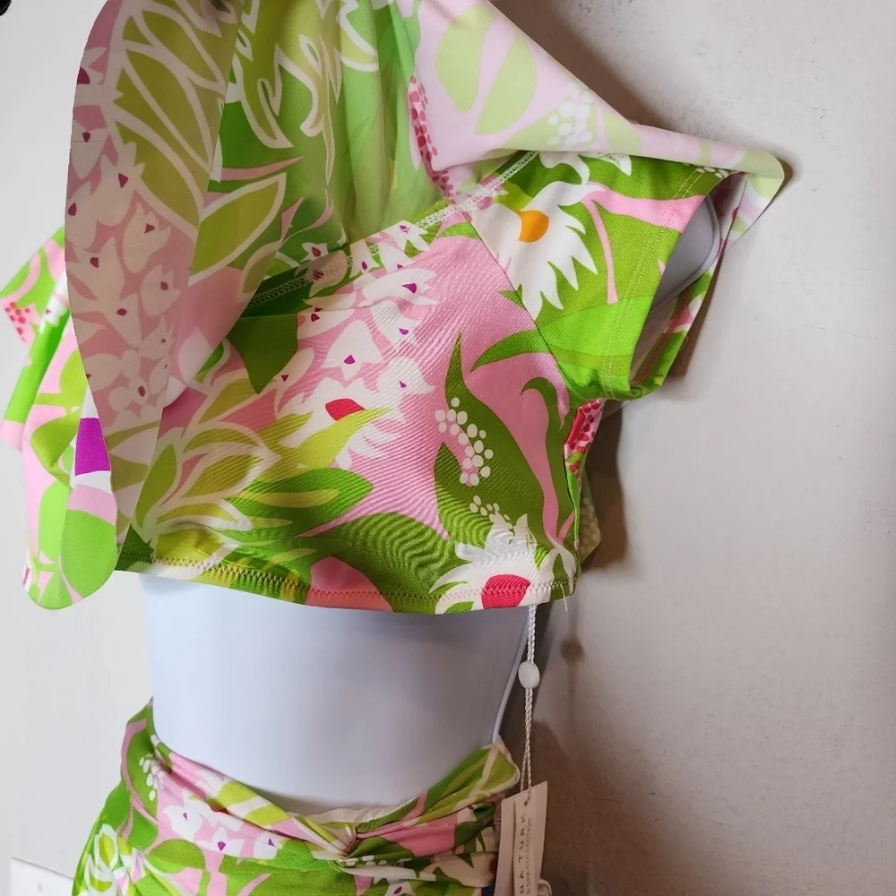 NWT Trina‎ Turk Bikini Set La Palma Highwaist Bottoms Off Shoulder Top Size 12